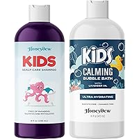 Kids Bath Accessories Set - Kids Shampoo and Body Wash plus Bath Foam for Kids Set - Herbal Dry Scalp Shampoo for Kids with Rosemary and Tea Tree Oil plus Relaxing Bubble Bath for Kids