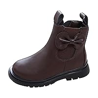 Plain Boots Girls Leather Boots Shoes Waterproof Leather Short Boots Non Slip Baby Girl Boots Size 5