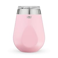 HOST REVIVE Travel Vacuum Insulated Wine and Drink Tumbler with Lid Stainless Steel, 10 oz, Pink