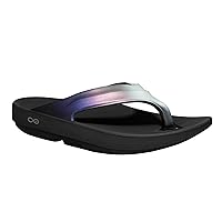 OOFOS OOlala Luxe Sandal, Calypso - Women’s Size 10 - Lightweight Recovery Footwear - Reduces Stress on Feet, Joints & Back - Machine Washable - Hand-Painted Treatment