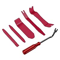GOOACC 6PCS Auto Trim Removal Tool Kit No-Scratch Tool Kit for Car Audio Dash Panel Window Molding Fastener Remover Tool Kit-Red
