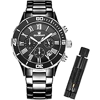 GUANHAO Fashion Men's Watches Ceramics Band Wrist Watches Function Dial Watch (Waterproof/Luminous/Calendar) for Men, Fashion
