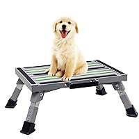 Safety RV Steps Adjustable Height Folding Platform Step with Glow in The Dark Tapes RV Step Stool Supports Up to 1000 lbs