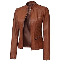 Blingsoul Cafe Racer Leather Jacket Women - Stylish Real Lambskin Leather Jackets for Women