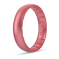 Enso Rings Thin Elements Silicone Ring – Stackable Wedding Engagement Band - Breast Cancer Awareness - Size 4