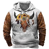Men's Retro Lace-Up Hooded T-Shirt Spring Fall Winter Loose Solid Color Outdoor Casual Hoodie Pullover Top