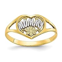 IceCarats 10K Yellow Gold Mommy Heart Love Ring