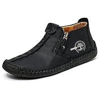 Men's Leather Loafers Side Zipper Outdoor Ankle Boots