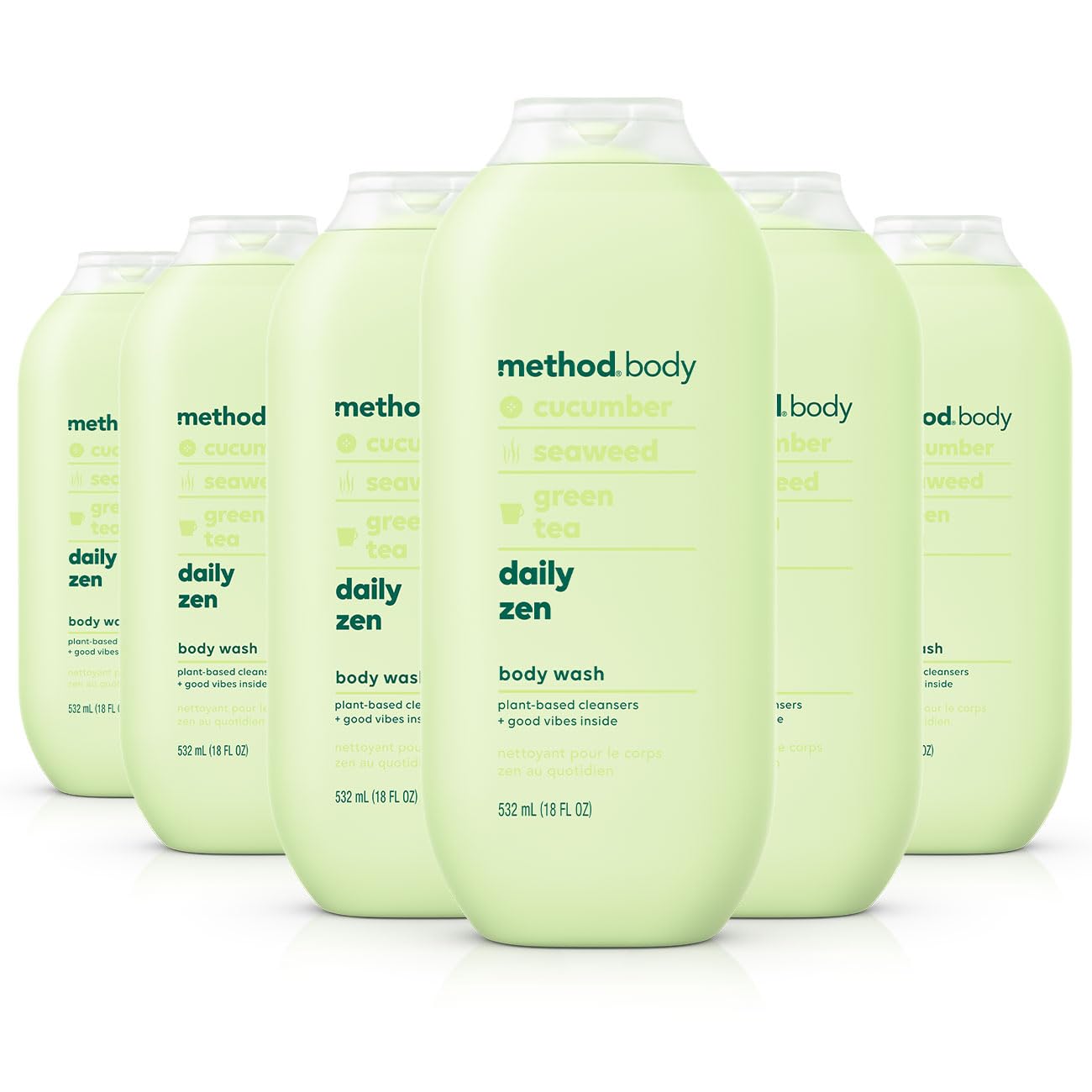 Method Body Wash, Daily Zen, Paraben and Phthalate Free, 18 oz (Pack of 6)