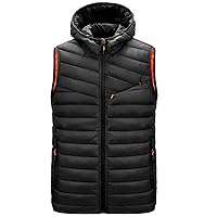 Plus Size Puffer Vest,Men's Thicken Winter Vest Outdoor Sleeveless Puffer Jacket Vest With Removable Hood