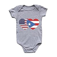 Boys' Jumpsuits Short Sleeve Bodysuits Independence Day Heart Prints Clothes Sets Toddler Boys Outfits Crewneck