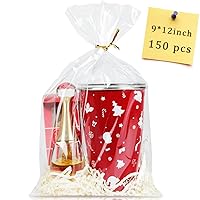 Labeol 150pcs Cellophane Bags 9x12 Treat Bags with Ties Clear Gift Bags Candy Bags Cookie Bags for Packaging Party Favor Plastic Gift Wrap Easter