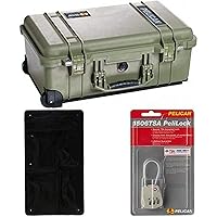 Pelican Select Bundle 1510 Case With Foam (OD Green) plus 1510 Lid Organizer and TSA lock