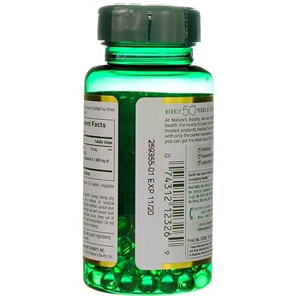 Nature's Bounty Garlic Extract 1000 mg, 100 Rapid Release Softgels (Pack of 2)
