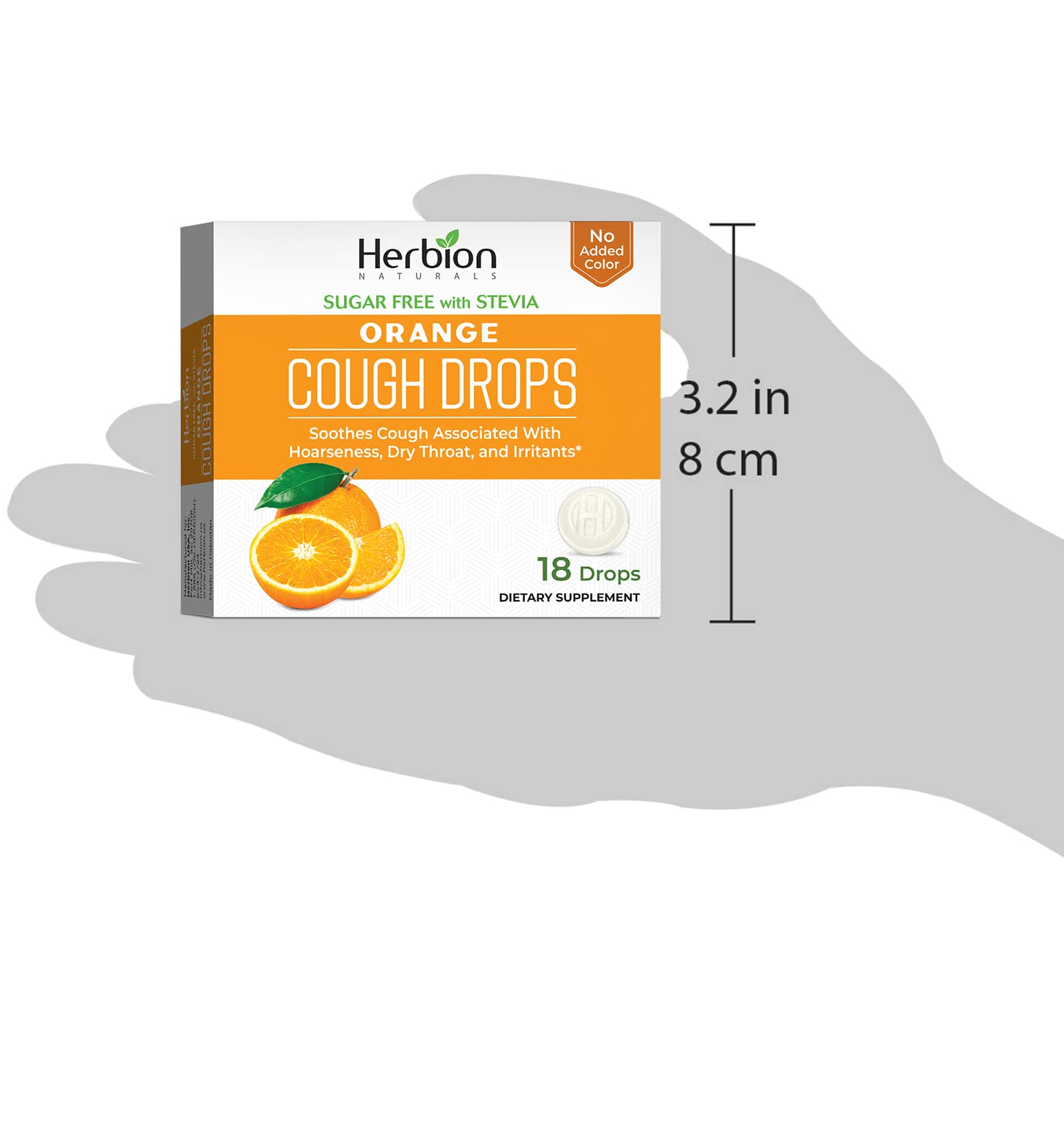 Herbion Naturals Sugar Free Cough Drops with Natural Orange Flavor, Natural Orange, (Pack of 3), 18 Count