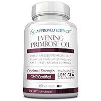 Approved Science Evening Primrose Oil - Maximum Strength - Cold Pressed - 10% GLA - Hormonal Balance, Skin and Heart Health - 60 Softgels - All Natural