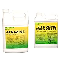 Southern Ag Atrazine St. Augustine Grass Weed Killer, 1 Gallon and Southern Ag Amine 2,4-D Weed Killer, 32oz - Quart