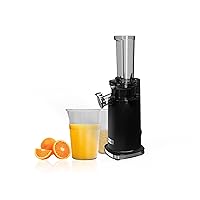 Cold Press Juicer Machine, Masticating Slow Juicer For Vegetable and Fruit, Easy to Clean, Compact Design, Mini Size, 14 Oz Juice Cup, Pulp Cup -Black with stainless steel