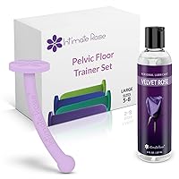 Intimate Rose Dilator Handle and Large 4-Pack Silicone Dilators (Sizes 5-8) Medical Device for Pelvic Pain Relief and Velvet Rose Intimate Lubricant Vaginal Moisturizer 8oz.