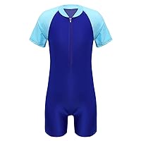 CHICTRY Little Girls Color Block Short Sleeve Rashguard Shirts Themal Wetsuit Sun Protective Swimsuit