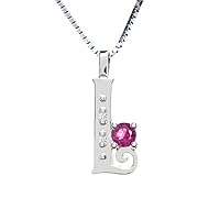 Sterling Silver Diamond Pendant Alphabet I