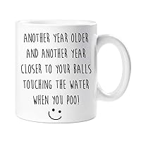 Birthday Mug Another Year Older And Another Year Closer To Your Balls Touching The Water When You Poo Mug Gift Idea for Him and Her, 9 Styles Available