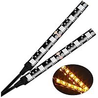 CZC AUTO 6 LED Amber Light Strip for Motorcycle Turn Signal Backup License Plate, 2PCS 12V 6-5050-SMD Waterproof Flexible Yellow Strip Light Bar Universal for Motorcycle ATV UTV Scooter Bike