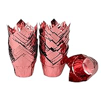 Restaurantware Panificio 3.9 Ounce Baking Cups 500 Disposable Foil Cups - Greaseproof Oven-Ready Rose Gold Foil Paper Muffin Liners Microwavable Tulip Design