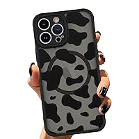 ZIYE Magnetic Case for iPhone 15 Pro Max Compatible with MagSafe Cow Print Pattern Cover Camera Lens Protection Slim Shockproof Soft TPU Bumper Hard Back Phone Case for Women Men-Black…