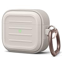 elago Armor Case Compatible with AirPods 3rd Generation Case - Carabiner Included, Supports Wireless Charging, Shock Resistant, Full Protection (Stone)