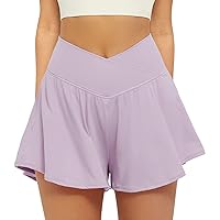 FireSwan Crossover Athletic Shorts for Women 2 in 1 Flowy Running Shorts with Pockets Spandex Butterfly Workout Tennis Skorts