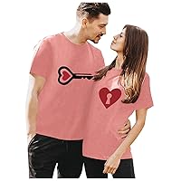 Couple Shirts for Him and Her Men Valentines Gift Mock Neck Short-Sleeve Tops Dating Matching Couples Tshirts
