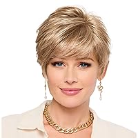 Let's Lambada Short Wavy Boycut Wig by Hairuwear, 2023 Spring Luxury Collection, Average Cap, GL613-88SS Shaded Champagne Blonde