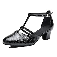 Women's Classic T-strap Mid Heel Synthetic Tango Ballroom Salsa Latin Dance wedding Shoes