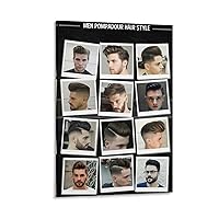GEBSKI Modern Barber Shop Salon Hair Cut for Men Chart Poster (3) Canvas Painting Wall Art Poster for Bedroom Living Room Decor 16x24inch(40x60cm) Frame-style