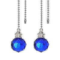 Longsheng Crystal Ball Pack of 2 Sparkling Crystal Ceiling Fan Pull Chain Blue