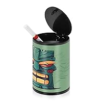 Green Tiki Cyan Green Smoke Free Ashtrays for Cigarettes with Lid Smell Proof Stainless Steel Portable Smokeless Self Extinguishing Butt