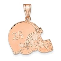 14K Rose Gold Football Helmet Customize Personalize Engravable Charm Pendant Jewelry Gifts For Women or Men (Length 0.64