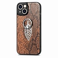 Ring Holder Magnetic Leather Phone Case for iPhone 14 Pro Max 13 12 Mini 11 X XS XR 7 8 Plus Se2022 Kickstand Mobile Cover,Brown,for iPhone 12MiNi