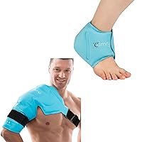 Comfytempp Shoulder Ice Pack Rotator Cuff Cold Therapy Wrap and Ankle Ice Pack Wrap for Swelling, Plantar FA Bundles, FSA HSA Eligible, Gift for Recovery After Surgery, Men Women