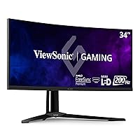 ViewSonic XG341C-2K 34 Inch 1440p Curved Gaming Monitor with 1ms, 200Hz, Mini LED, HDMI 2.1, DisplayPort, and USB C for Esports