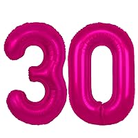 40 inch Hot Pink Number 30 Balloon, Giant Large 30 Foil Balloon for Birthdays, Anniversaries, Graduations, 30th Birthday Decorations for Kids