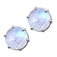 Multi Choice Round Shape Gemstone 925 Sterling Silver Solitaire Stud Gift For Her