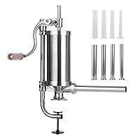 Stuffer, Stainless Steel 5 LBS Vertical Sausage Maker, Homemade Meat Filling Kitchen Machine with 8 Different Stuffing Nozzles, 1, White