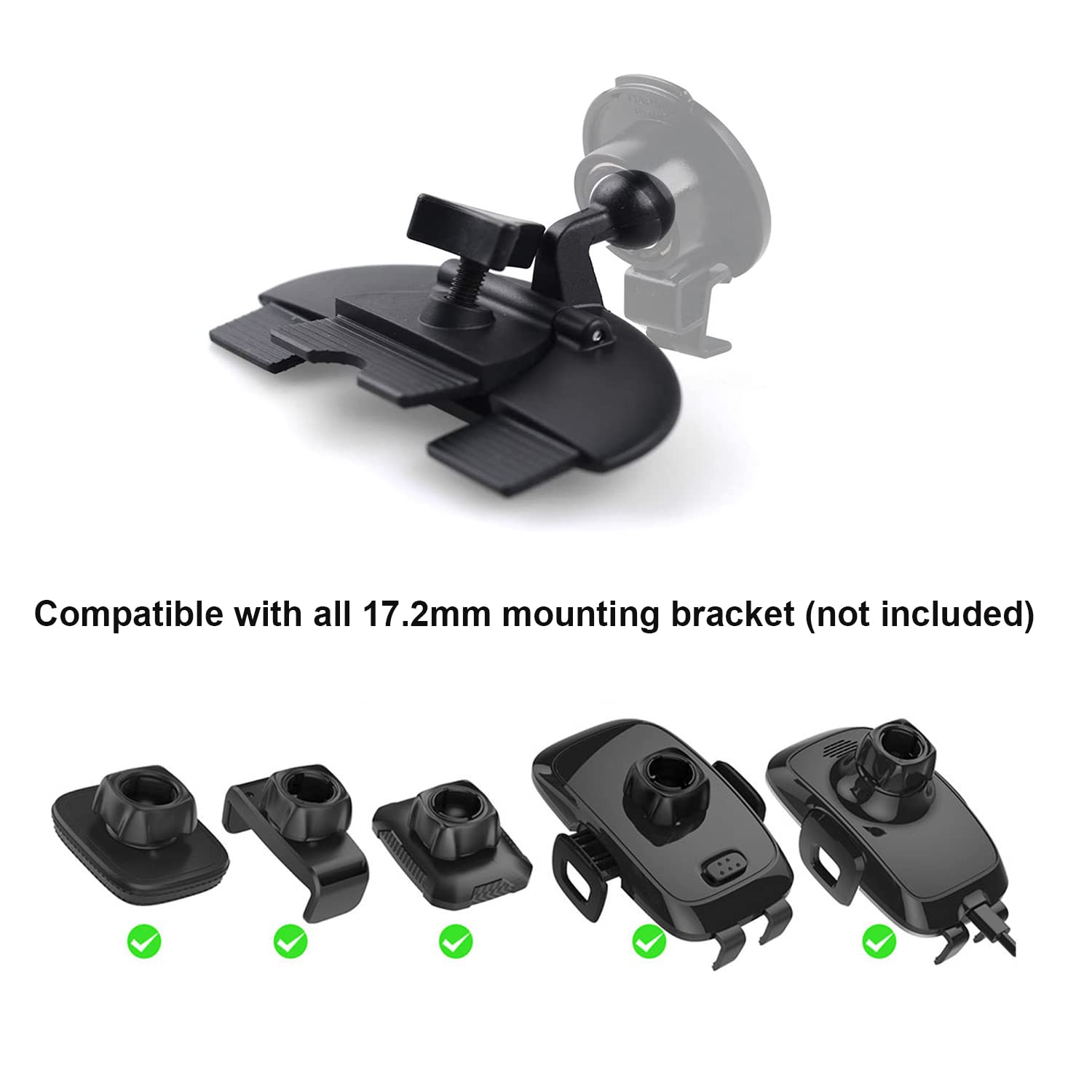 ICARMOUNT Replacement CD Slot Mount Base Car Phone Holder Part, 17.2mm Ball Joint CD Slot for Phone Mount Holder, Magnetic Mount, GPS Mount