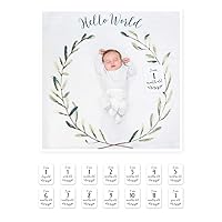 lulujo Baby’s First Year Milestone Blanket and Card Set | 40in x 40in (Hello World)