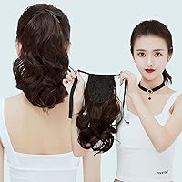 Super Light Short 25cm Ponytail Hairpiece Natural Wavy Snythetic Tie Up Pony Tail Extension (Light Brown)
