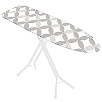 Geo Circle Heavy Duty Ironing Board Cover and Pad, Extra Thick 3-Layer Stain Resistant Padding, Elasticized Skirt, Click-to-Close Fastener, Standard Size 15 x 54 Inch