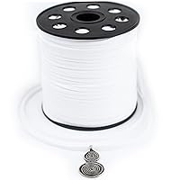 TheBeadChest 100 Yards 3mm Wide Jewelry Making Flat Micro Fiber Lace Faux Suede Leather Cord for DIY Crafts (White)