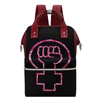 Feminist Fist Power Durable Travel Laptop Hiking Backpack Waterproof Fashion Print Bag for Work Park Red-Style